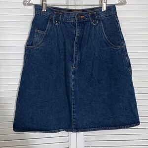 Vintage 80’s Pleated Denim Midi Skirt Size 9/10